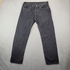Levis 505 Jeans Mens 36X32 (35X30) Black Denim Classic Fit Casual Preppy